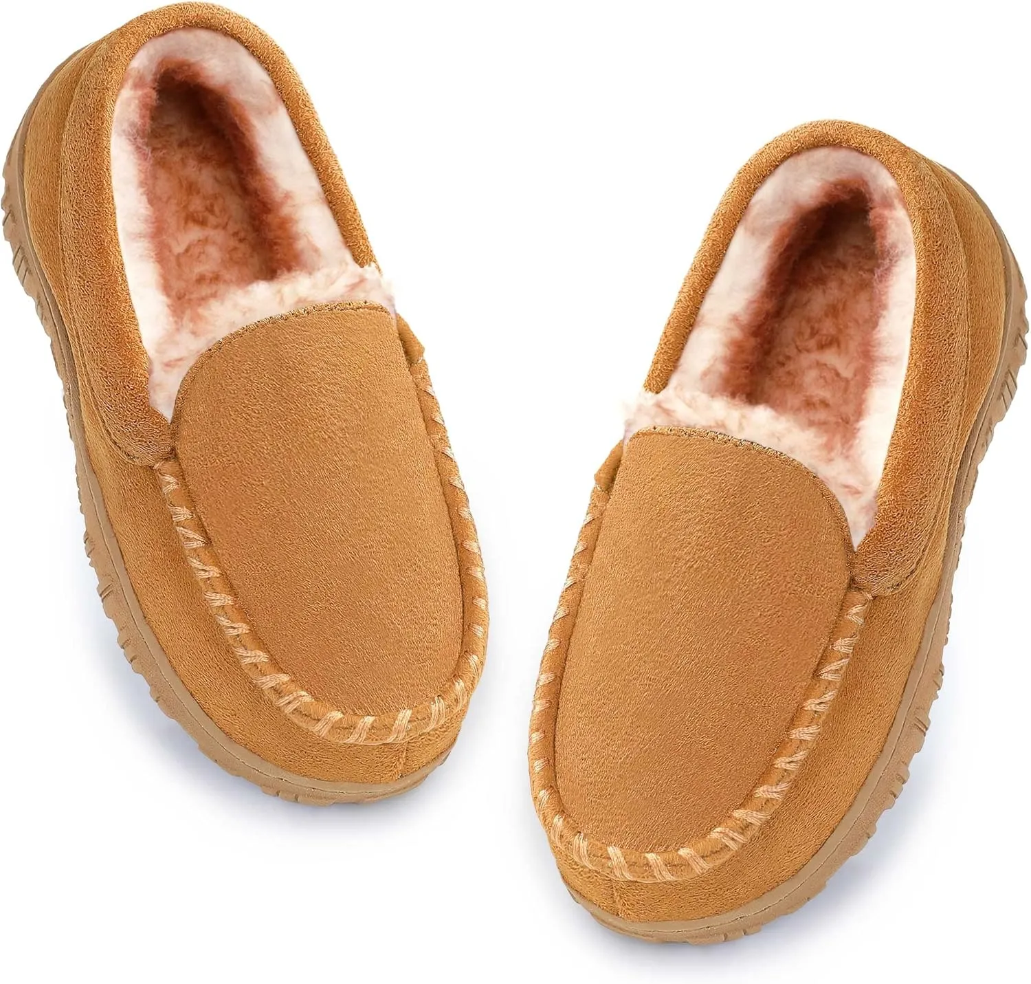 Boys & Girls Moccasin Memory Foam Kids House Slippers - Nonslip Indoor & Outdoor