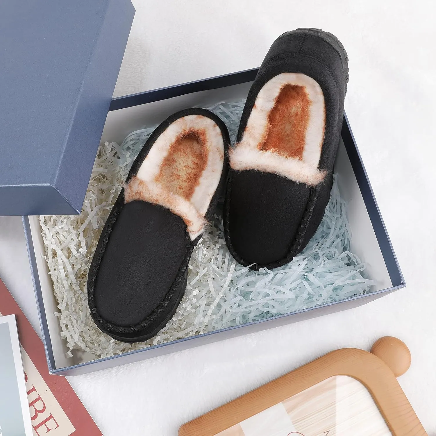 Boys & Girls Moccasin Memory Foam Kids House Slippers - Nonslip Indoor & Outdoor