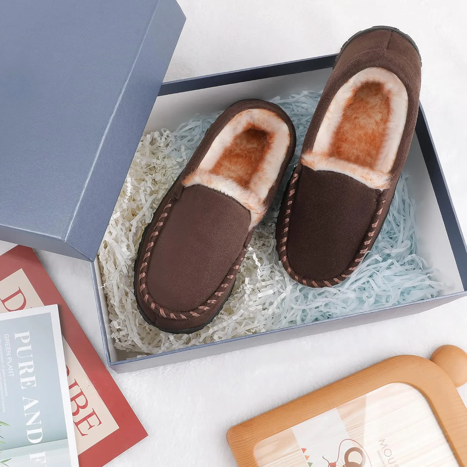 Boys & Girls Moccasin Memory Foam Kids House Slippers - Nonslip Indoor & Outdoor