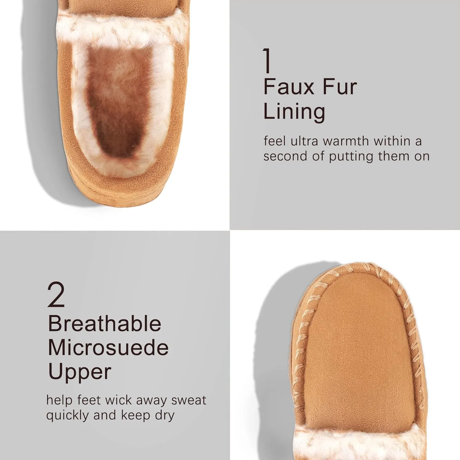 Boys & Girls Moccasin Memory Foam Kids House Slippers - Nonslip Indoor & Outdoor