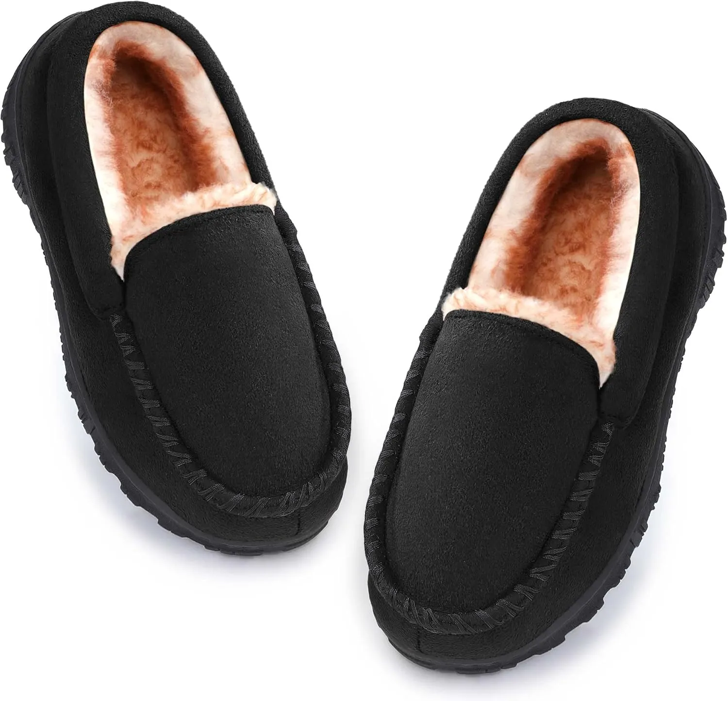 Boys & Girls Moccasin Memory Foam Kids House Slippers - Nonslip Indoor & Outdoor