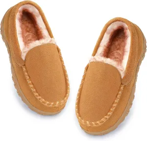 Boys & Girls Moccasin Memory Foam Kids House Slippers - Nonslip Indoor & Outdoor