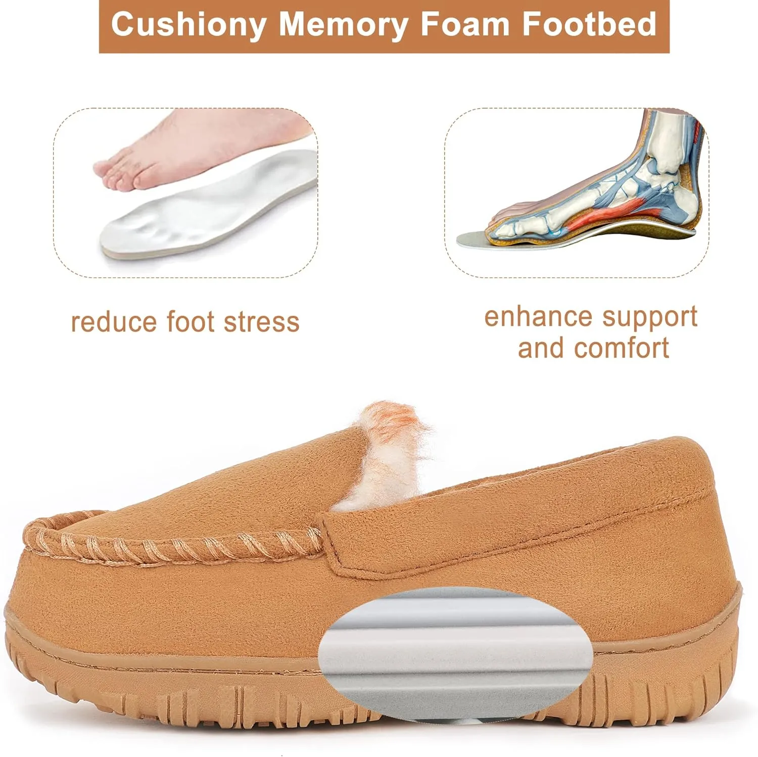 Boys & Girls Moccasin Memory Foam Kids House Slippers - Nonslip Indoor & Outdoor