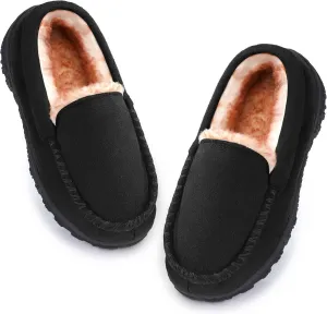 Boys & Girls Moccasin Memory Foam Kids House Slippers - Nonslip Indoor & Outdoor