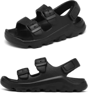 Boys Girls Toddler Little Kid Sandals Buckle Adjustable Water Sandal With Hook Loop Back Strap Black Toddler 7