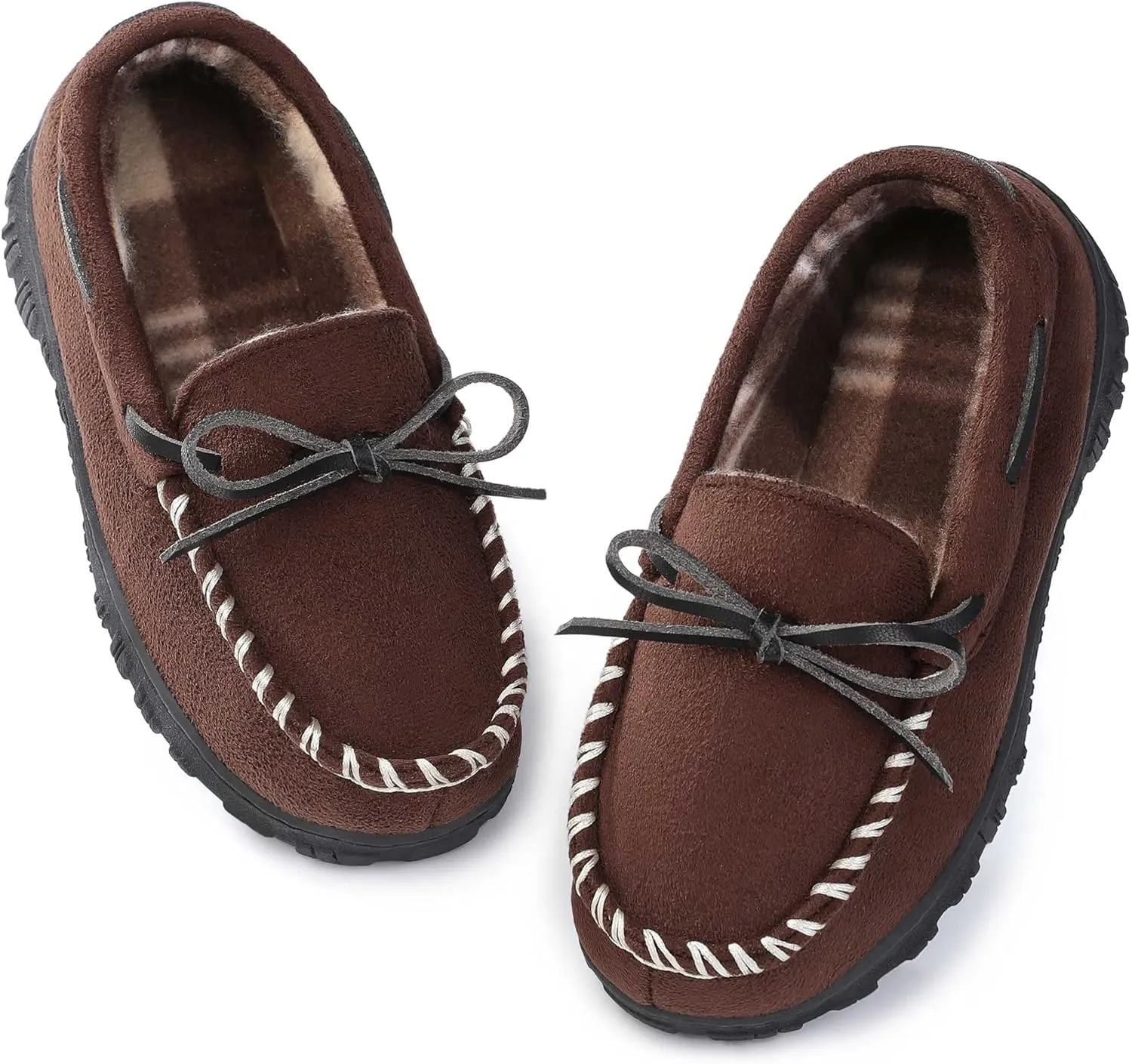Boys House Slippers Memory Foam Moccasin Shoes Furry Plush Lining Non Slip Indoor Outdoor Boys Slippers for Big Kids Little Kids