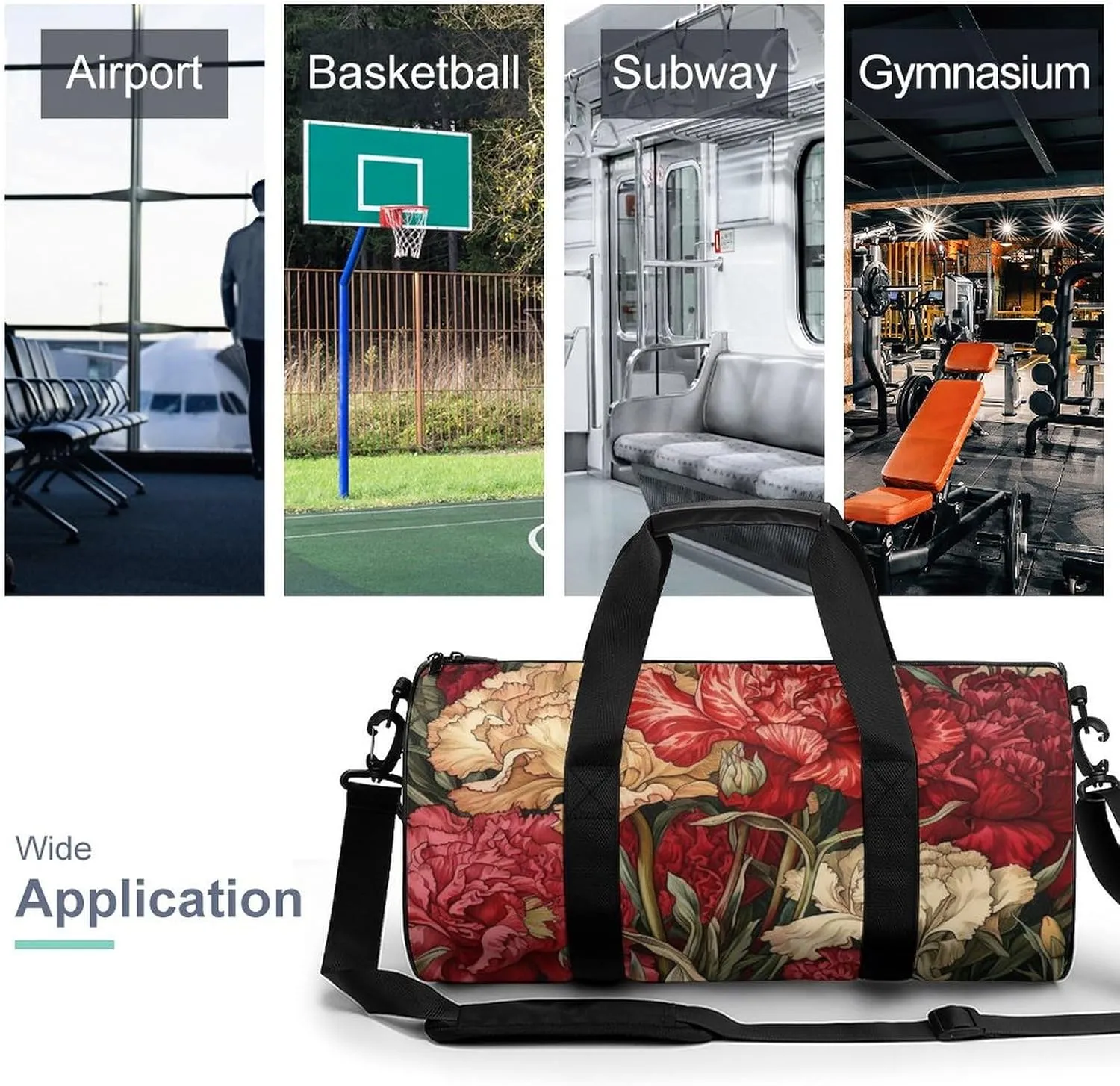 Brightly Colored Flowers Duffel Bag for Men Women Gym Bag Sports Small Overnight Bag for Travel Weekender, 17.7in/9in/9in, XB0606009
