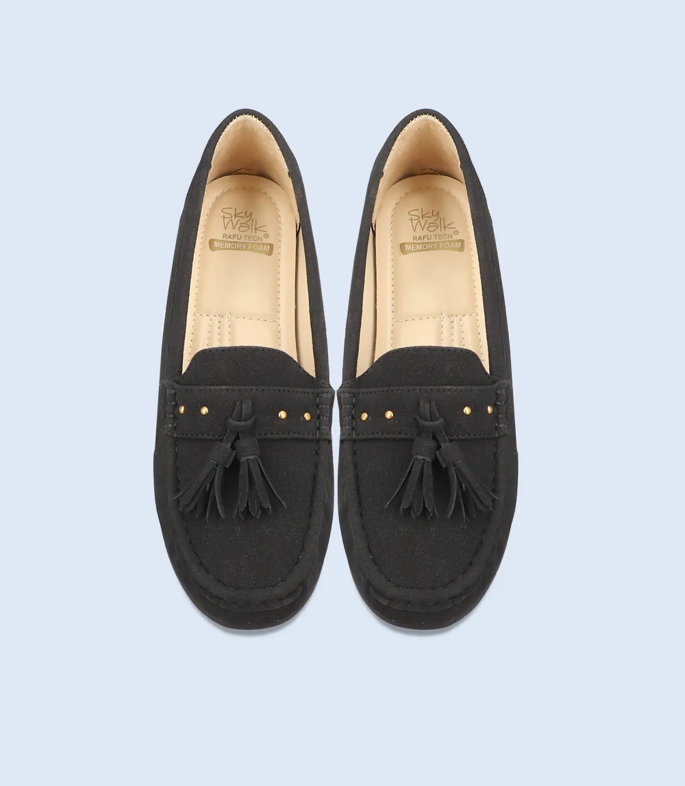 BW6291-BLACK-Women Moccasin