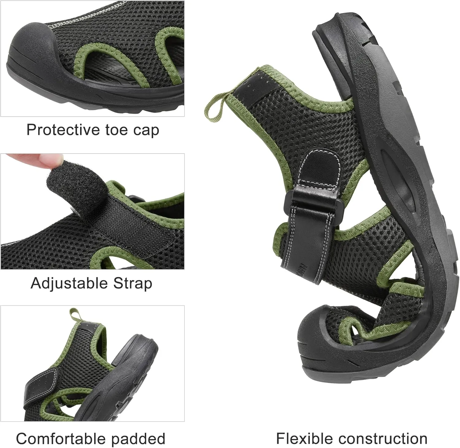 CAMEL CROWN Men's Mesh Hiking Sandals Closed-Toe Beach Sandal for Athletic Outdoor Summer Waterproof