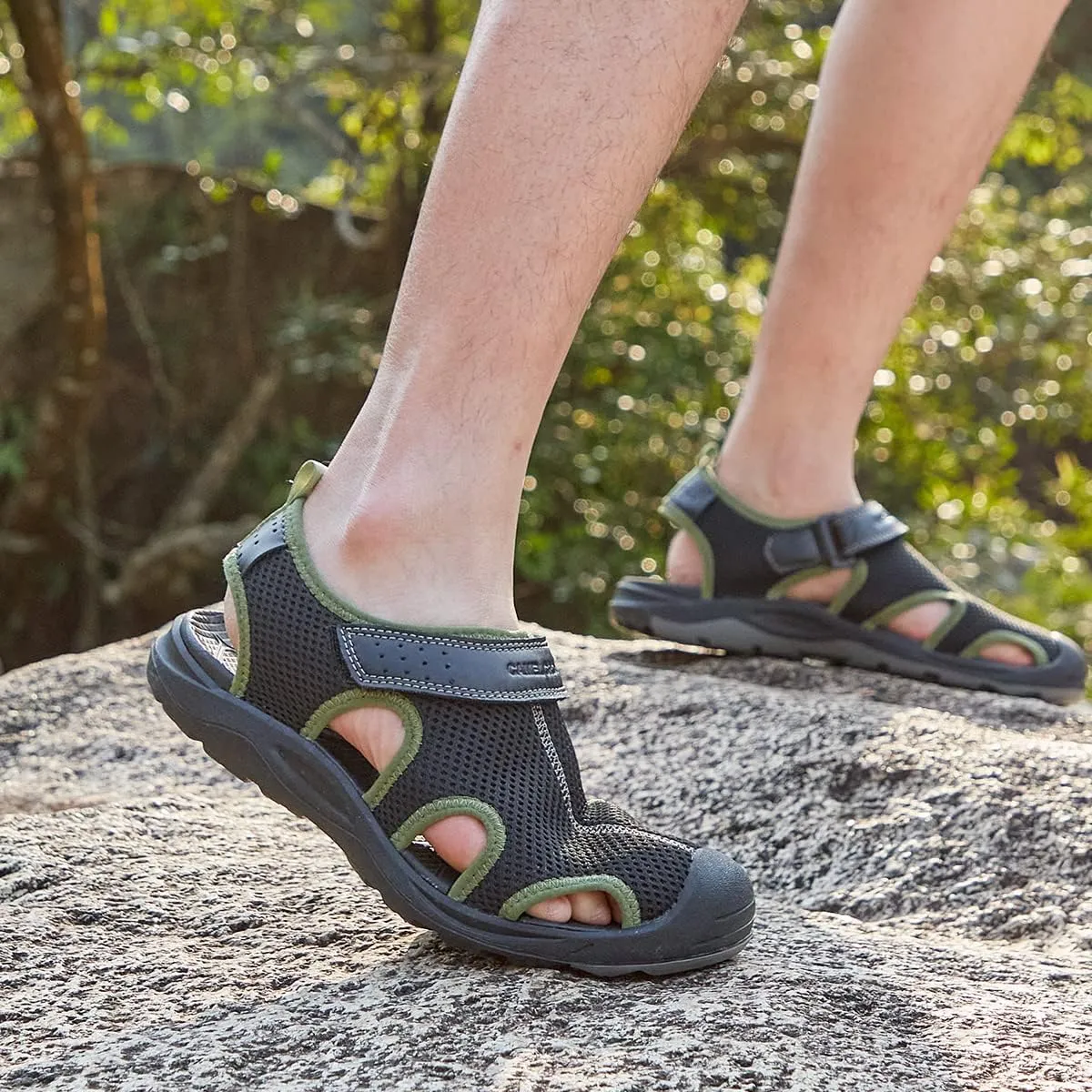 CAMEL CROWN Men's Mesh Hiking Sandals Closed-Toe Beach Sandal for Athletic Outdoor Summer Waterproof