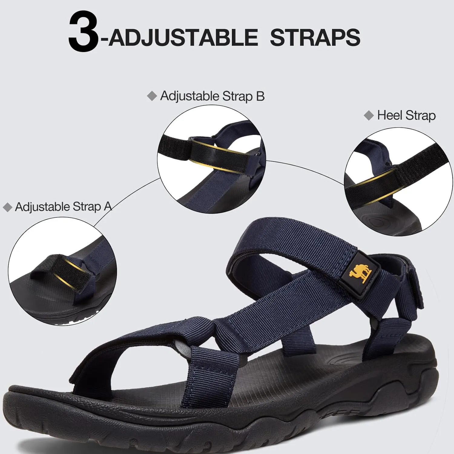 CAMELSPORTS Men's Hiking Sandals Open Toe Outdoor Beach Sandal Waterproof Sport Sandals Water Shoes for Athletic Walking