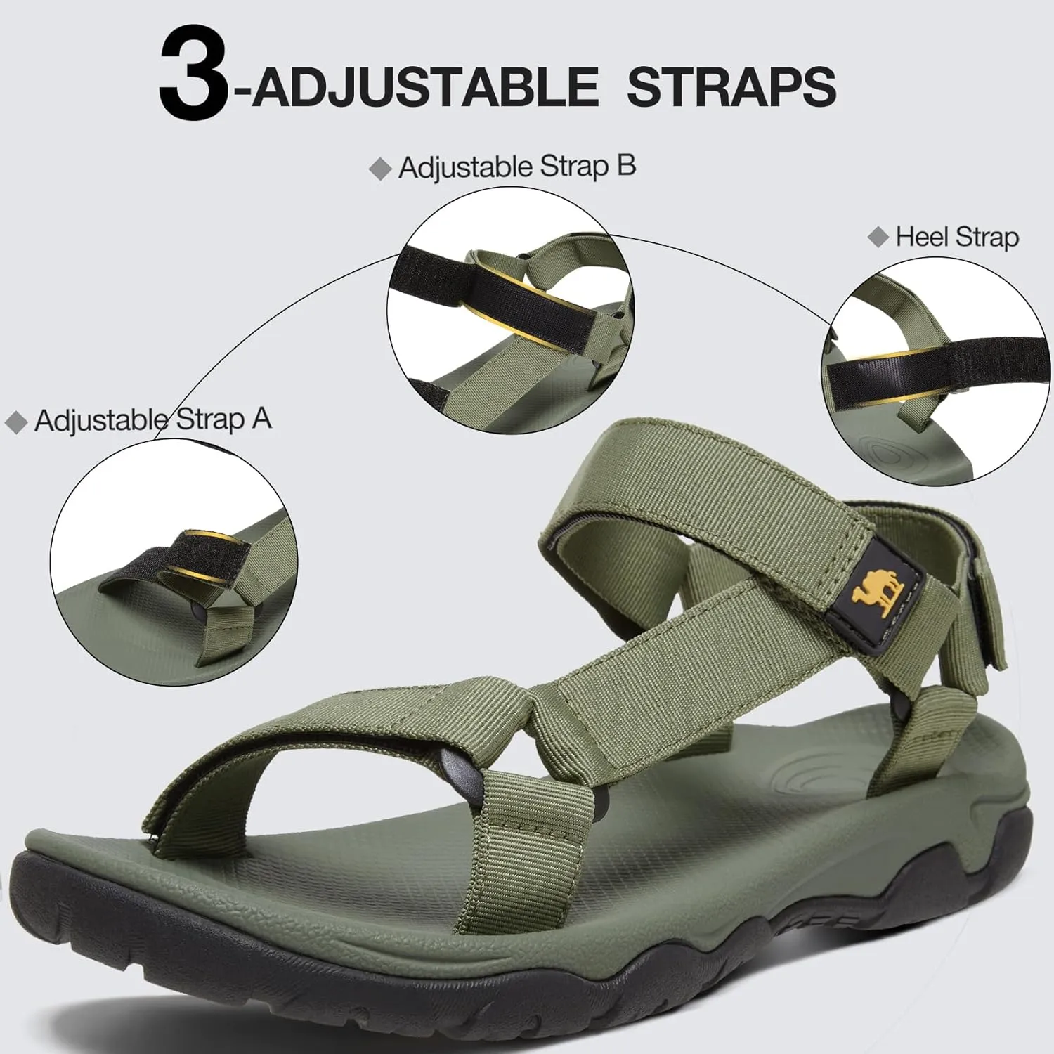 CAMELSPORTS Men's Hiking Sandals Open Toe Outdoor Beach Sandal Waterproof Sport Sandals Water Shoes for Athletic Walking
