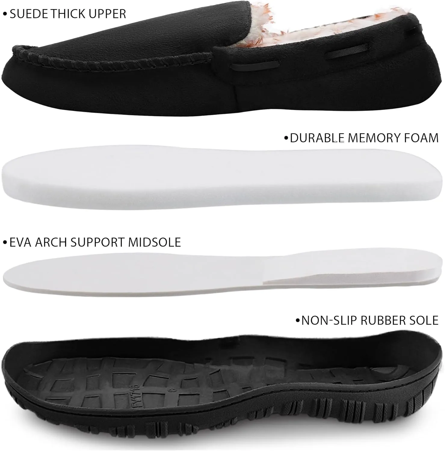 CareBey Men Slippers Indoor Outdoor Slip on Warm House Shoes Plush Moccasin Slippers for Men