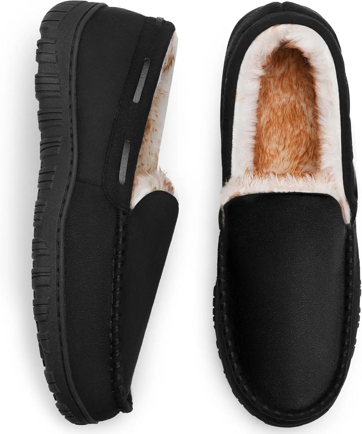 CareBey Men Slippers Indoor Outdoor Slip on Warm House Shoes Plush Moccasin Slippers for Men