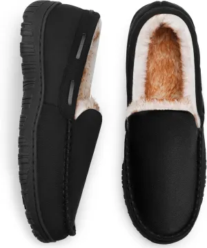 CareBey Men Slippers Indoor Outdoor Slip on Warm House Shoes Plush Moccasin Slippers for Men