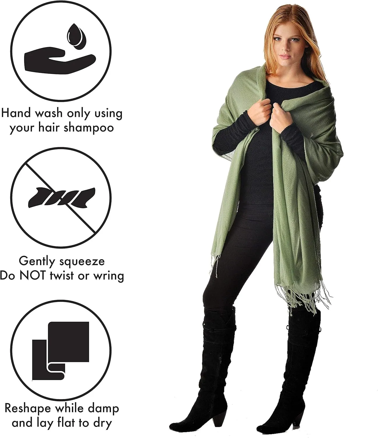 Cashmere Boutique 100% Pure Cashmere Pashmina Wrap Stole for Women – Lightweight, Daily Wear, Soft and Warm - 28" x 80"