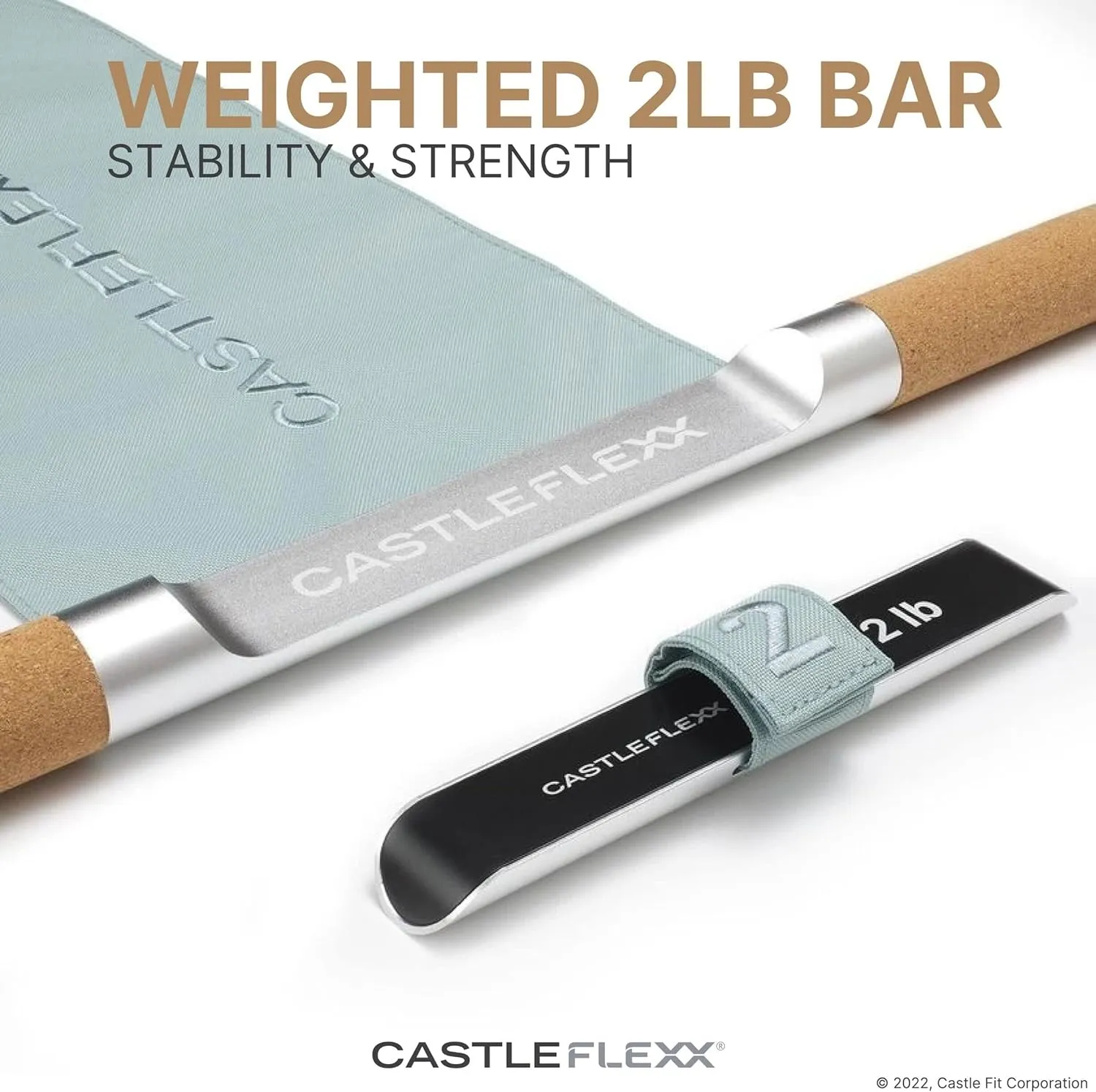 CastleFlexx Mobility and Full Body Strengthening Device | Non-Elastic Stretch Strap with Natural Premium Cork Handles for Stretching, Exercise, Physical Therapy, and Yoga