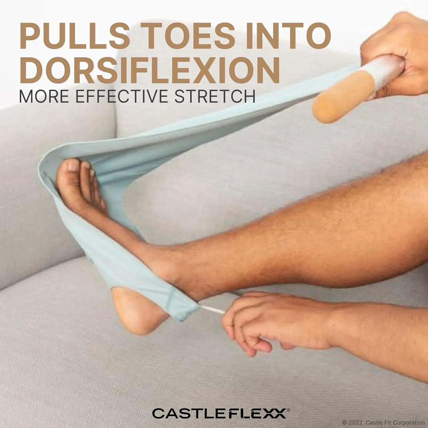 CastleFlexx Mobility and Full Body Strengthening Device | Non-Elastic Stretch Strap with Natural Premium Cork Handles for Stretching, Exercise, Physical Therapy, and Yoga
