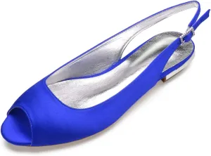 Charmstep Women Satin Bridal Ballet Flats Slingback Peep Toe Back Strappy Wedding Party Shoes 5049-49