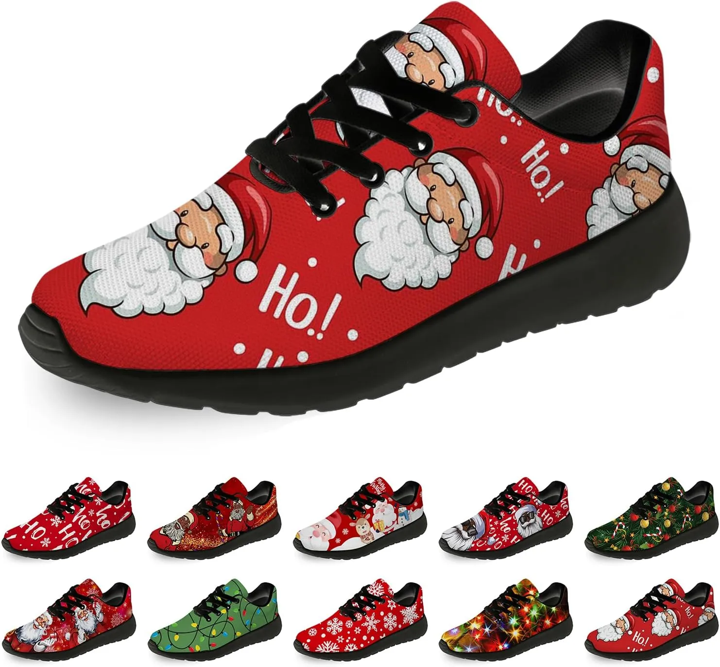 Christmas Shoes for Women Men Running Comfort Lightweight Walking Tennis Sneakers Santa Shoes Gifts for Boy Girl