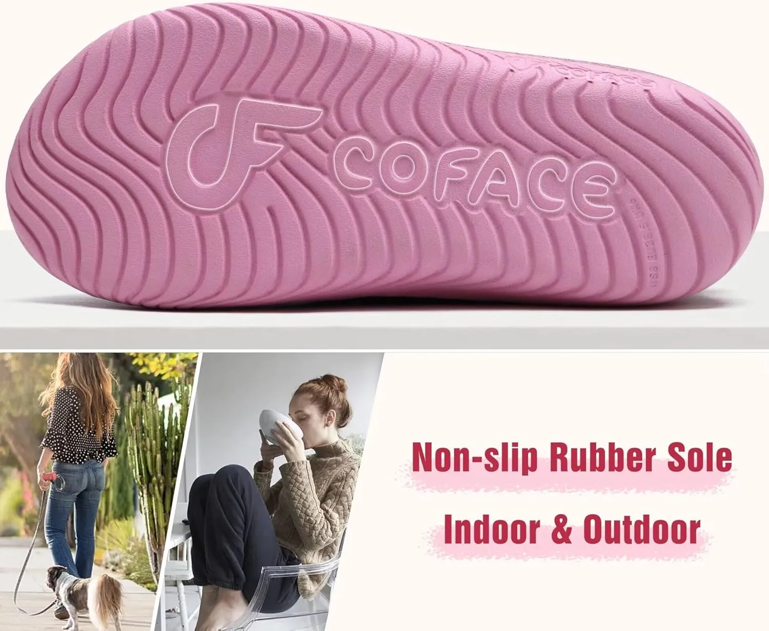 COFACE Women's Memory Foam House Slippers Arch Support Moccasin Winter Shoes Ladies Warm Fuzzy Faux Fur Collar With Indoor Outdoor Rubber Sole