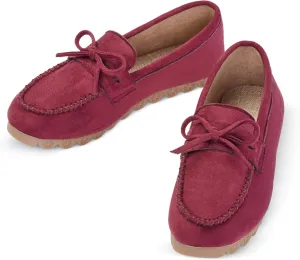 Collections Etc Faux Suede Moccasin Scalloped Detailed Rubber Sole Shoes