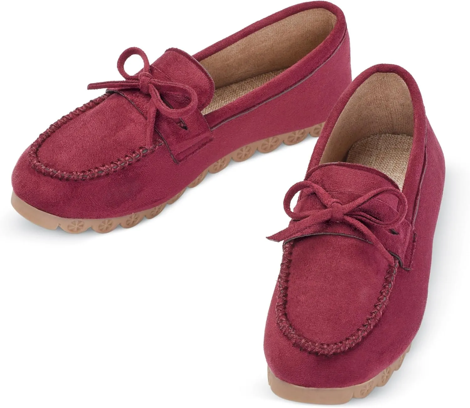 Collections Etc Faux Suede Moccasin Scalloped Detailed Rubber Sole Shoes