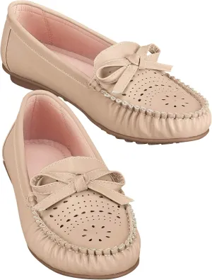 Collections Etc Women's Perforated Moccasin Shoes Lavender 10