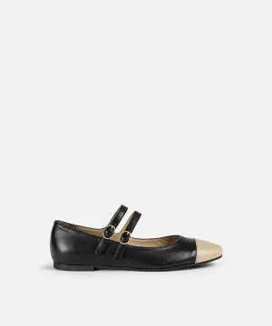 Color block flats with straps
