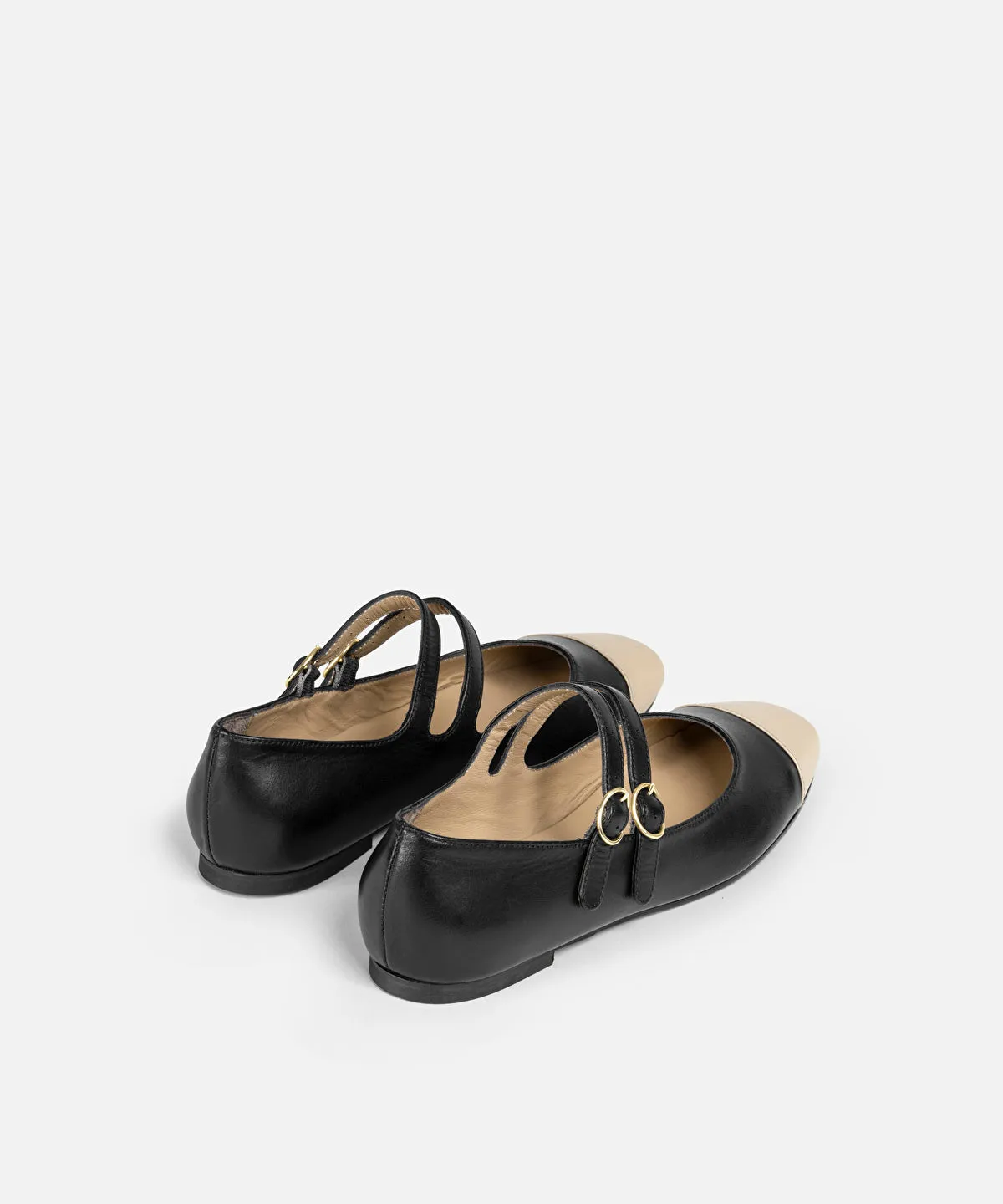 Color block flats with straps