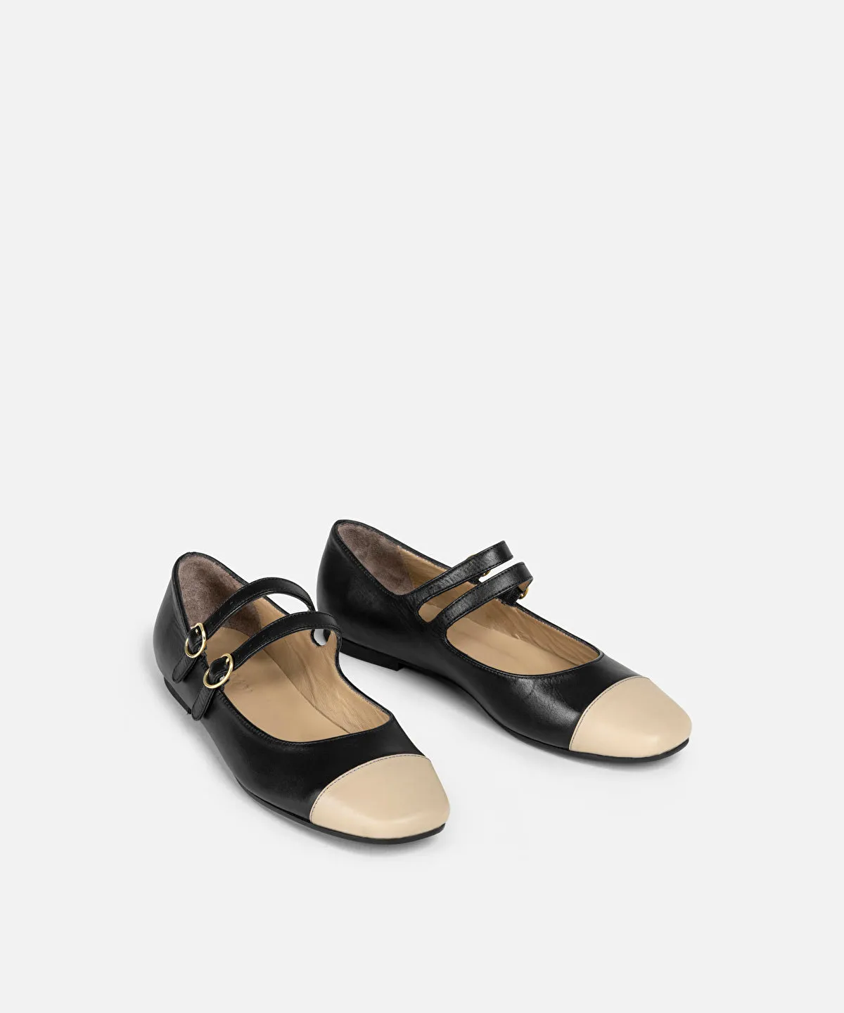 Color block flats with straps