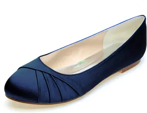 COMFASH Women's Flats Ballet Pumps Satin Round Toe Wedding Evening Party Shoes