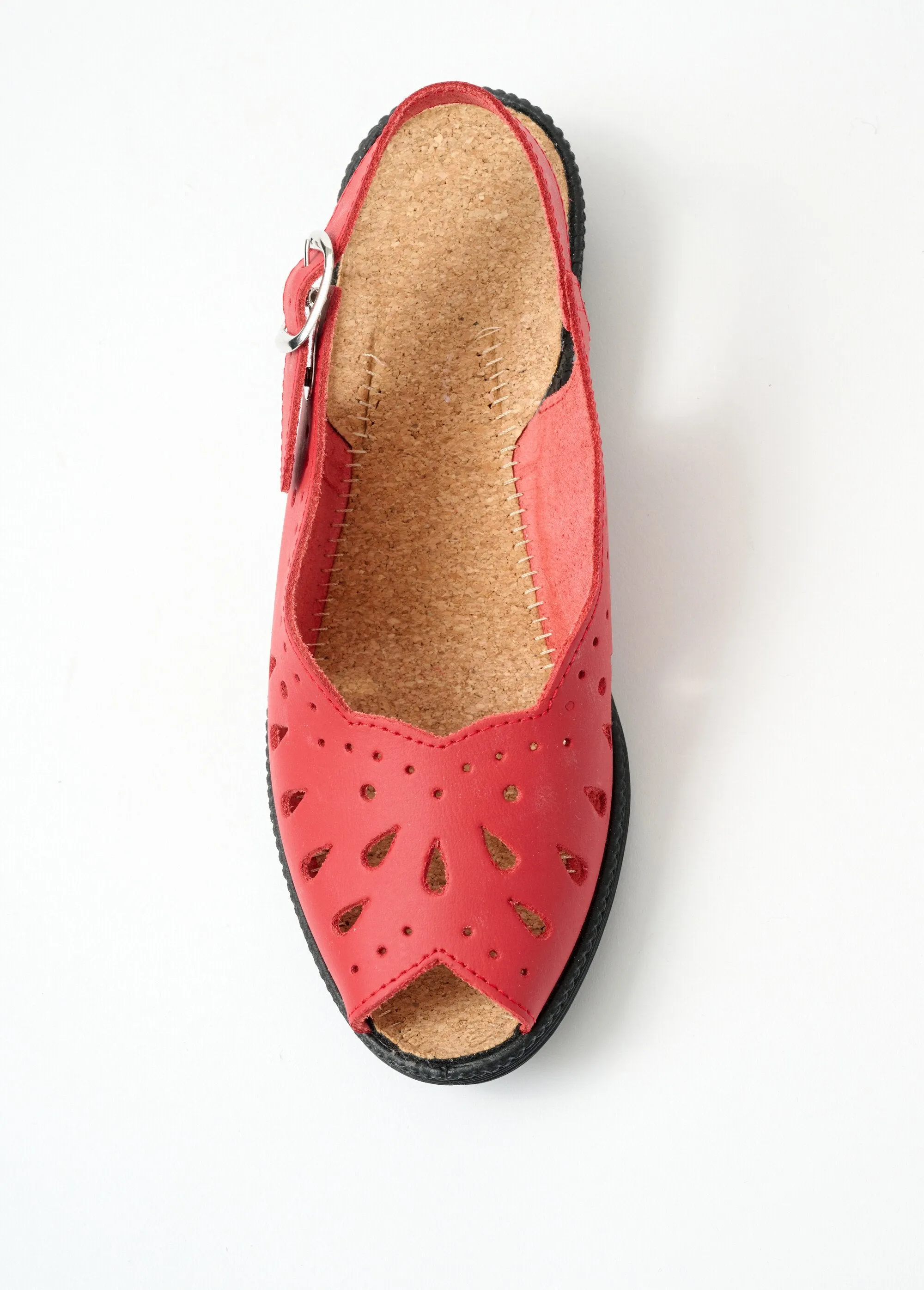 Comfort wide leather wedge sandals