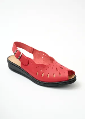 Comfort wide leather wedge sandals