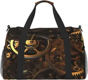 Cool Steampunk Gears Travel Duffel Bag Lightweight Waterproof Carry On Tote Bag Foldable Weekender Overnight Bags Sport Gym Bag For Women Men