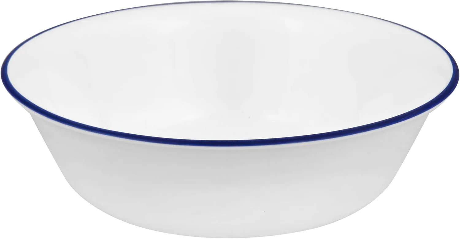 Corelle Dinnerware Set (4pc Set, Ocean Blues)-Set for 4 | Includes 4 x Cereal/Soup Bowls | 80% Recycled Glass | 3 X More Durable, Half the Space & Weight of Traditional Ceramic