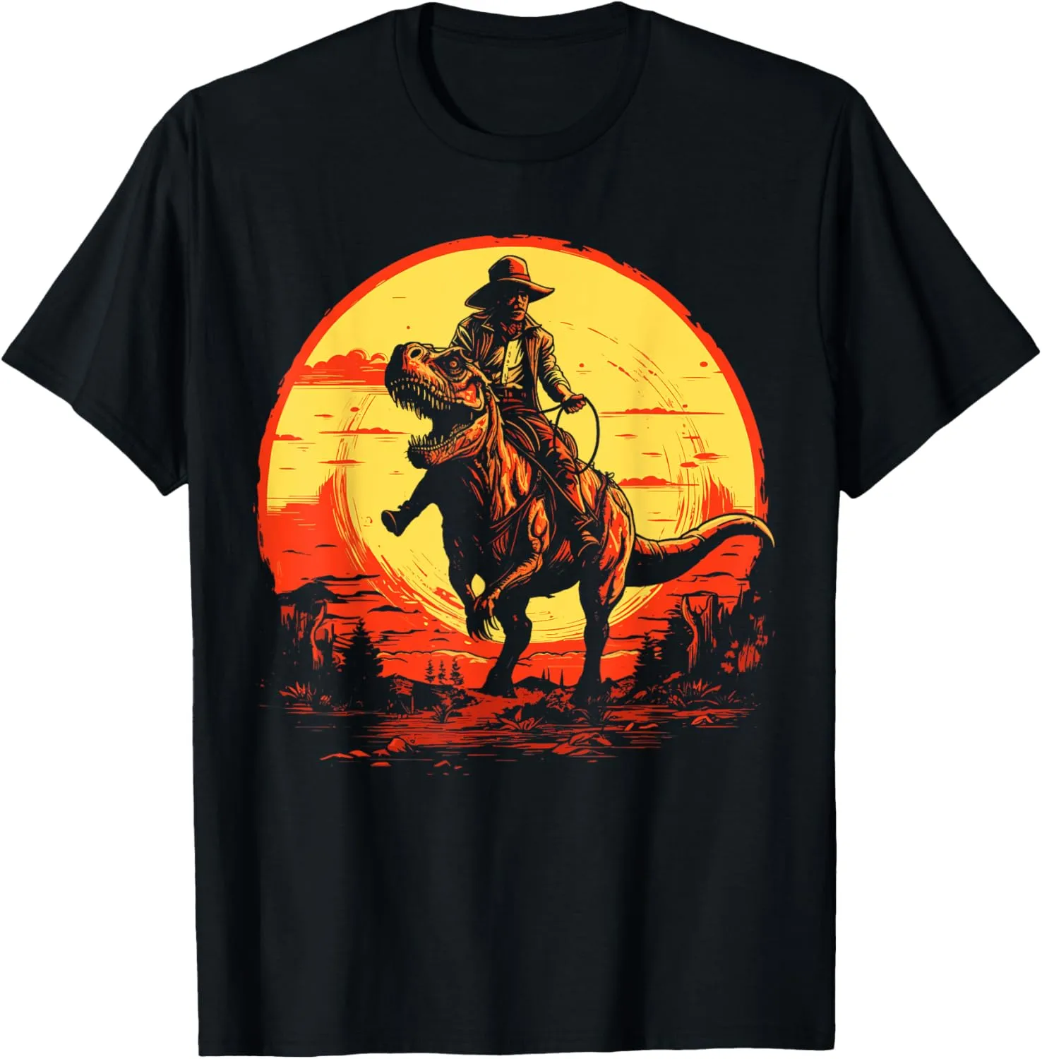 Cowboy Riding T-Rex Dinosaur Trainer Rodeo T-Shirt