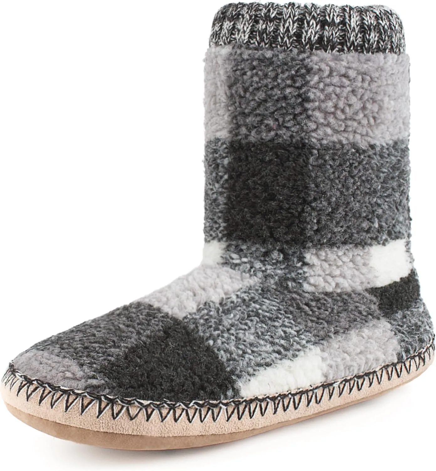 Cozy Boot Slippers for Men Indoor, Fuzzy House Shoes with Non Slip Gripper Soles, Soft Warm Moccasin Socks, Winter Gifts for Christmas Unique
