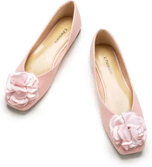 C.Paravano Ballet Flats for Women | Womens Flats Shoes | Square Toe Flats| Women's Flats | Slip On Dress Shoes | Flower Shoes