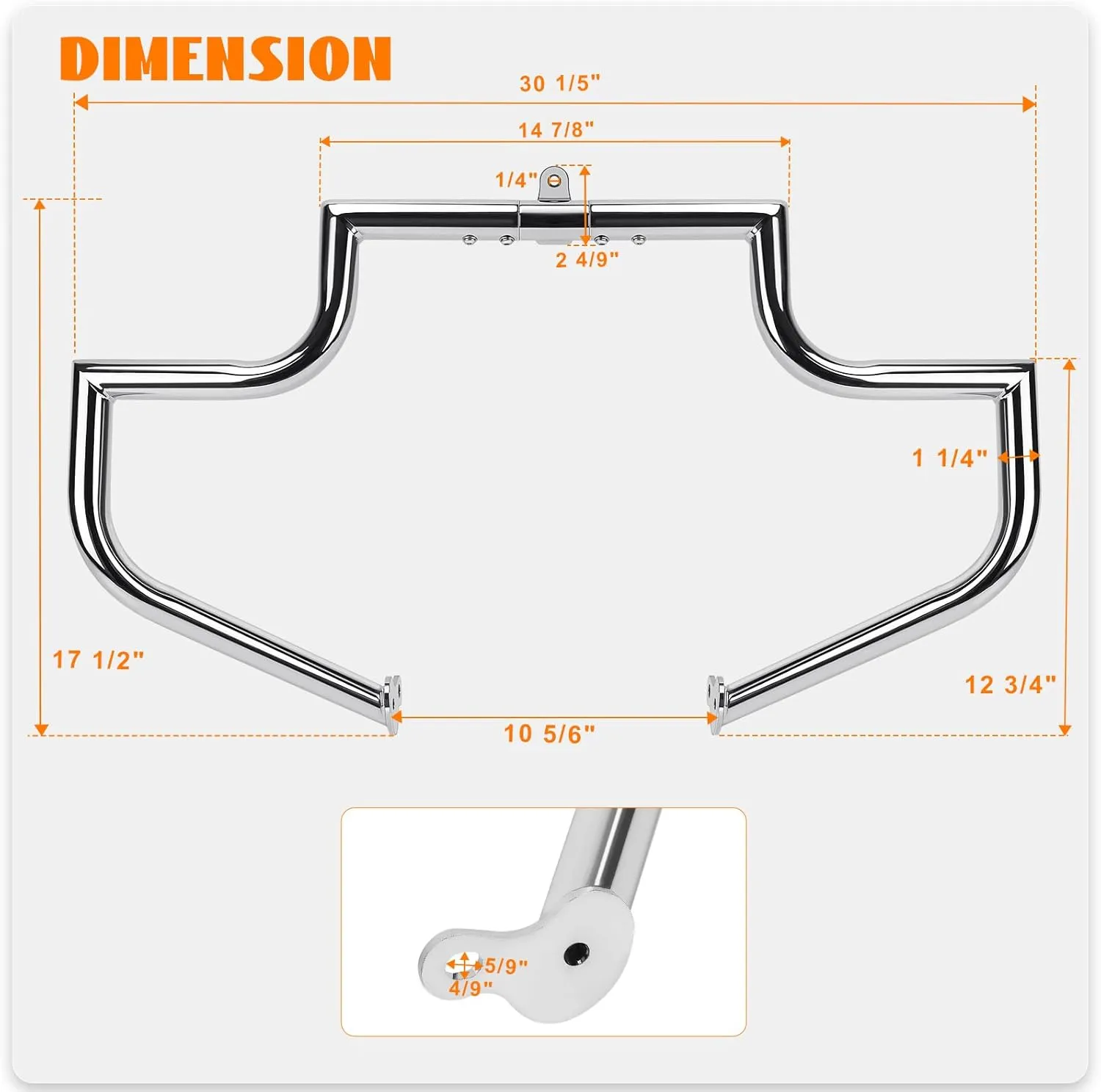 Crash Bar Engine Guard Front Highway Flat-Out Bars Chrome Fits 2009-2025 Harley Touring CVO Road Glide FLTR Road King FLHR Street Glide FLHX Electra Glide Ultra Classic Freewheeler Trike Models