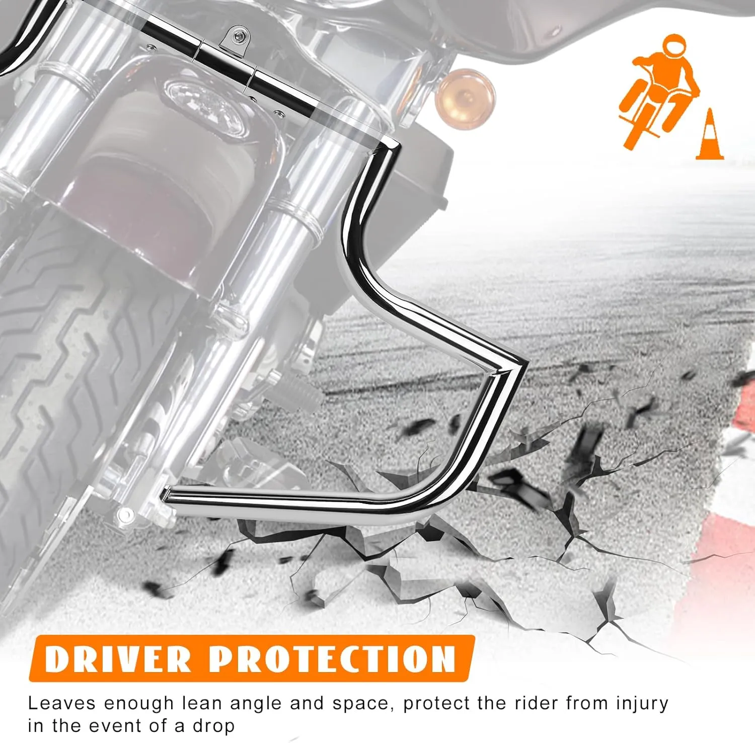 Crash Bar Engine Guard Front Highway Flat-Out Bars Chrome Fits 2009-2025 Harley Touring CVO Road Glide FLTR Road King FLHR Street Glide FLHX Electra Glide Ultra Classic Freewheeler Trike Models