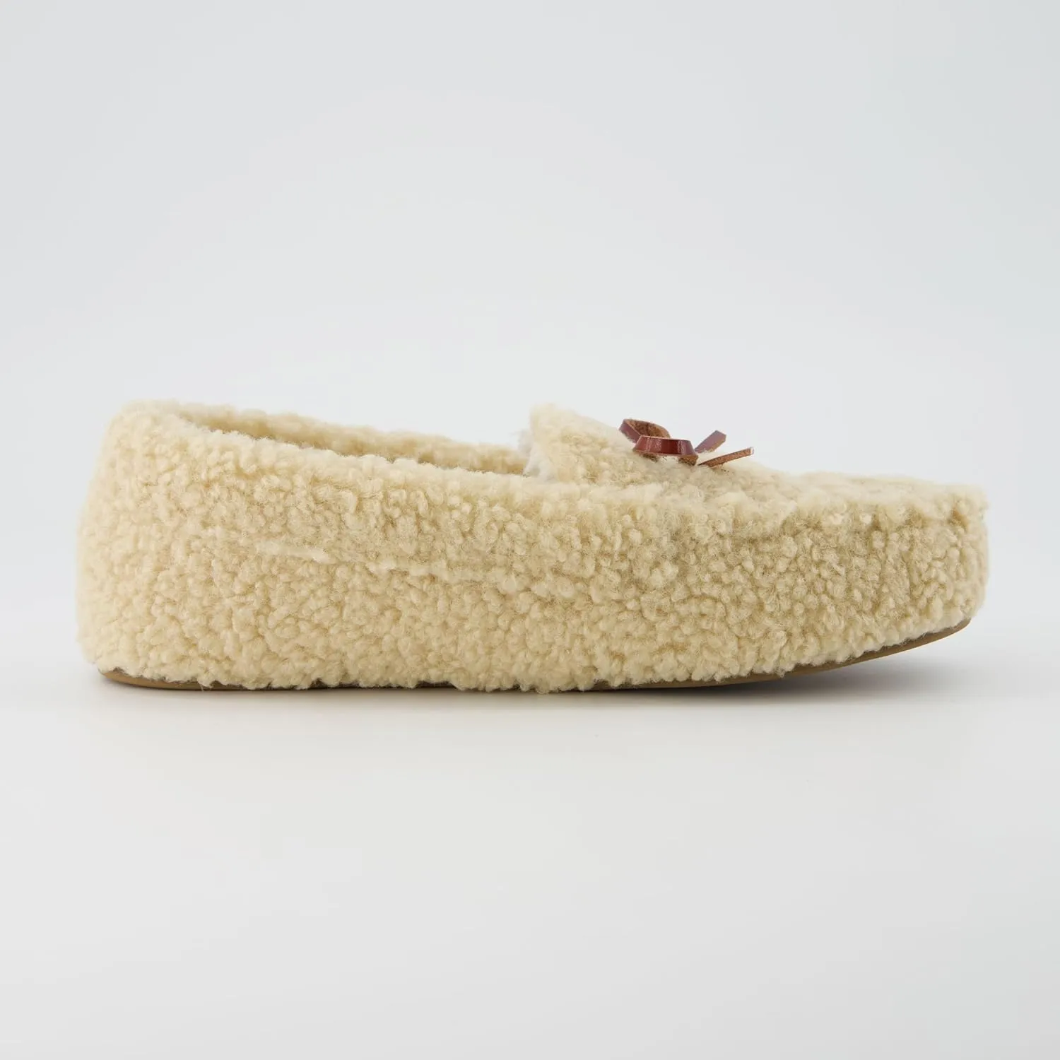 CUSHIONAIRE Star Women’s Faux Sherpa Moccasin Slippers – Cozy Indoor/Outdoor Slip-On with Memory Foam & Durable Rubber Sole, Wide Widths Available