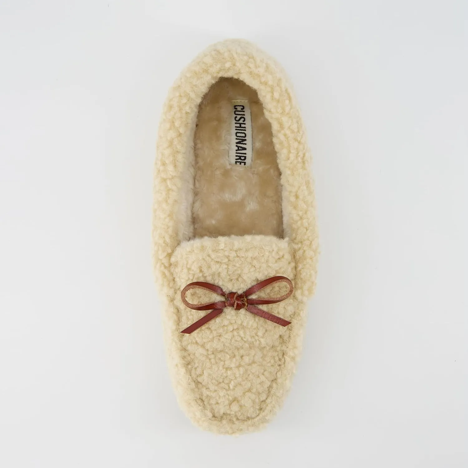 CUSHIONAIRE Star Women’s Faux Sherpa Moccasin Slippers – Cozy Indoor/Outdoor Slip-On with Memory Foam & Durable Rubber Sole, Wide Widths Available