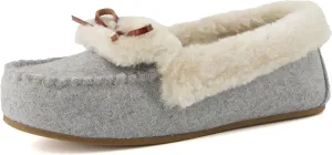 CUSHIONAIRE Stella Women's Moccasin Slippers – Faux Fur Lining, Memory Foam & Wide Widths Available