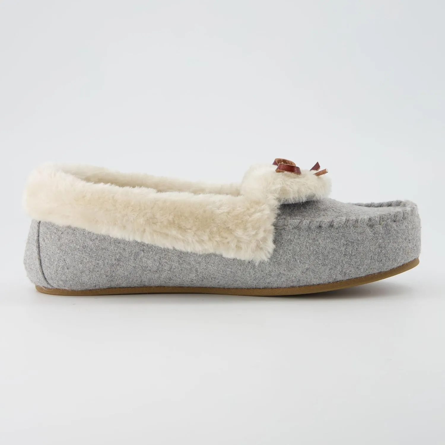 CUSHIONAIRE Stella Women's Moccasin Slippers – Faux Fur Lining, Memory Foam & Wide Widths Available
