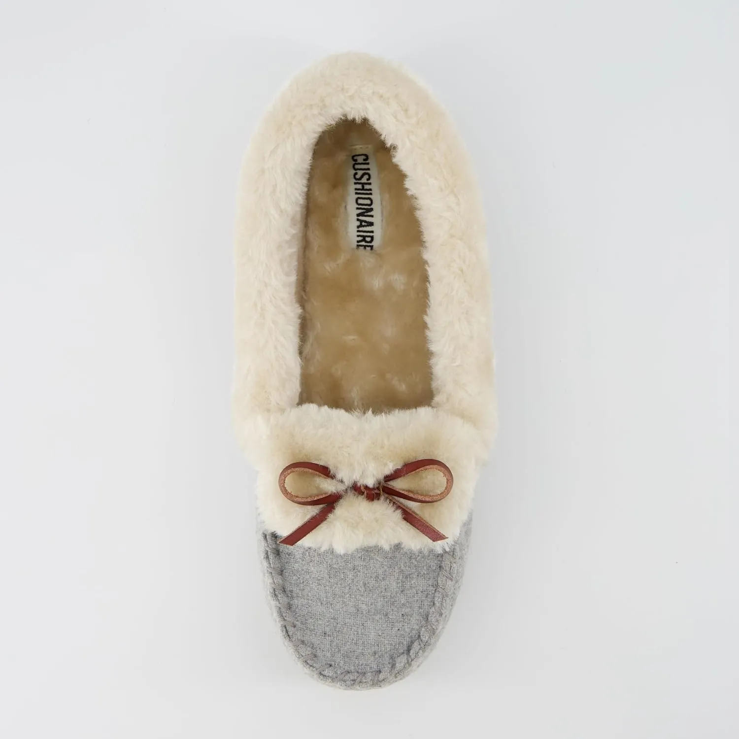 CUSHIONAIRE Stella Women's Moccasin Slippers – Faux Fur Lining, Memory Foam & Wide Widths Available