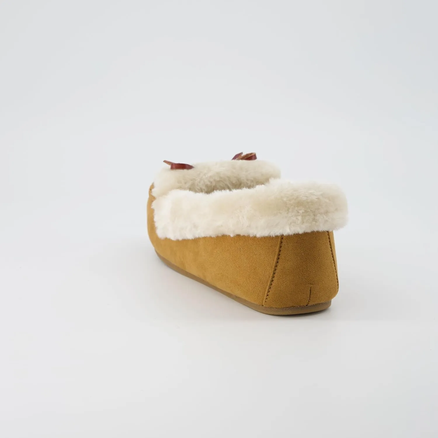 CUSHIONAIRE Stella Women's Moccasin Slippers – Faux Fur Lining, Memory Foam & Wide Widths Available