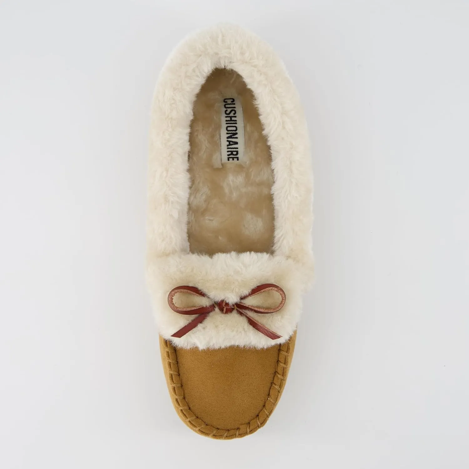 CUSHIONAIRE Stella Women's Moccasin Slippers – Faux Fur Lining, Memory Foam & Wide Widths Available