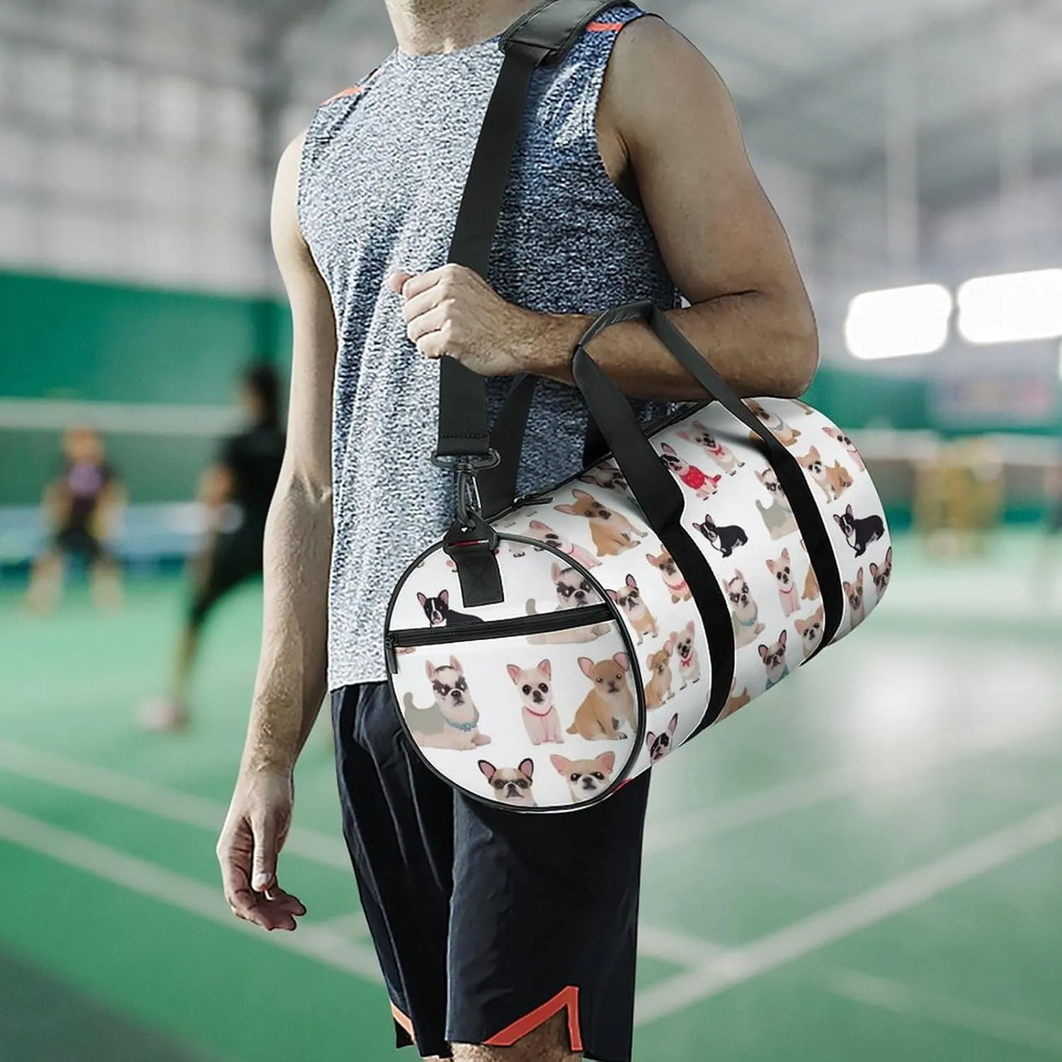 Cute Chihuahua Pug Pattern Duffel Bag for Men Women Gym Bag Sports Small Overnight Bag for Travel Weekender