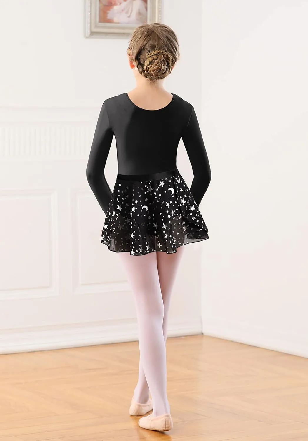 DANSHOW Girls Team Basic Long Sleeve Leotard with Skirt Kid Dance Ballet Tutu Dress